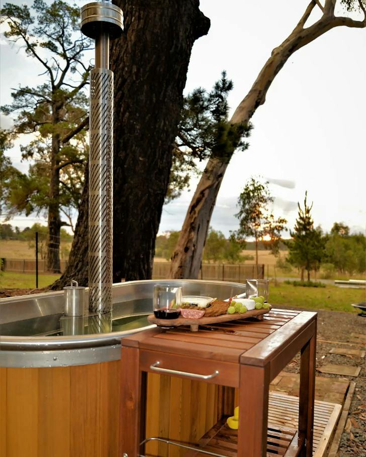 The hot tub at Country Cottage one of the best Orange accommodation options