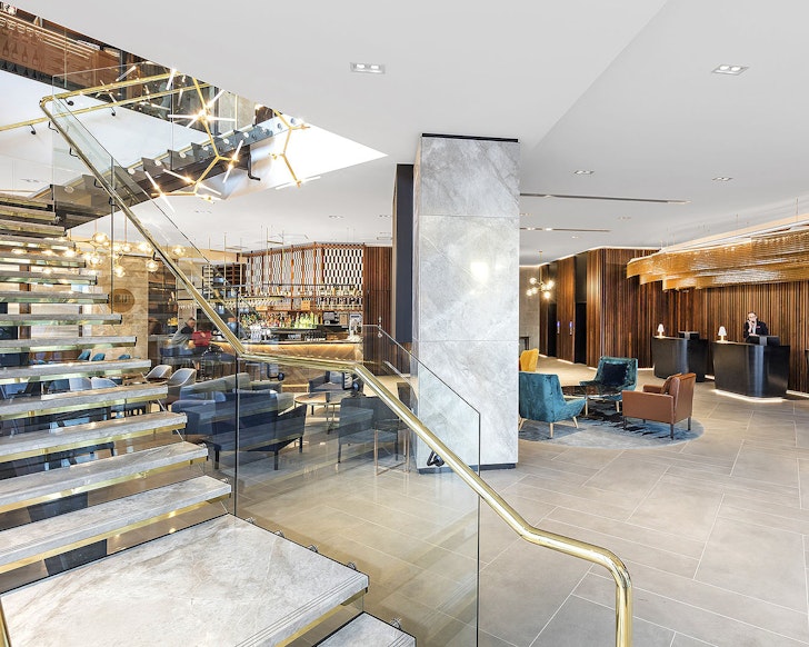 A view of the lobby at the Crowne Plaza Christchurch one of the best accommodation options Christchurch