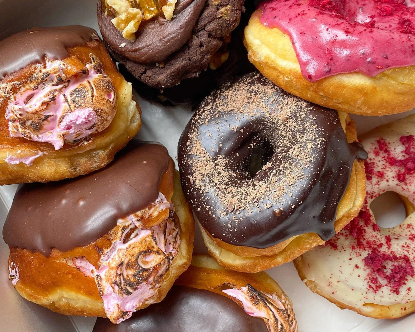 A selection of delicious donuts from DOE Donuts.