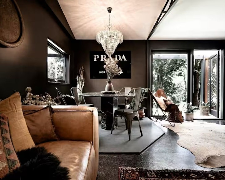 The stylish lounge at Dark Moon Cottage one of the best Noosa Airbnbs