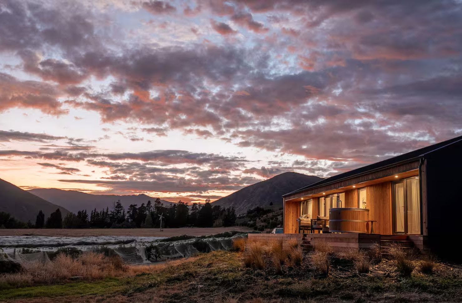 A view of Dark Skies Queenstown surrounded by mountains
