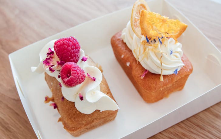 two small bar cakes with icing