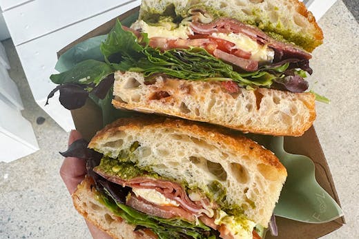 a sandwich stuffed with fillings