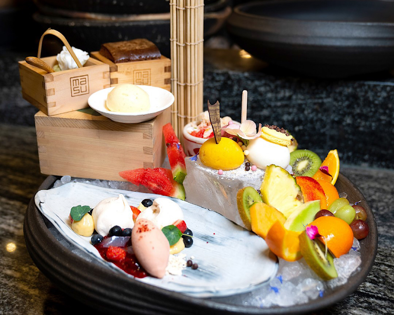 The iconic Japanese-inspired dessert platter at Masu, one of the best spots in Auckland for late-night desserts. 