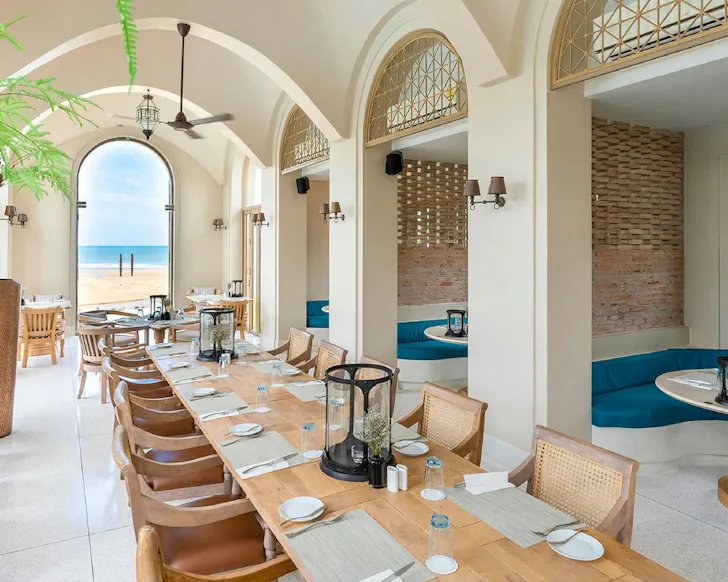 a view of the restaurant at Devasom Khao Lak best romantic resorts Thailand