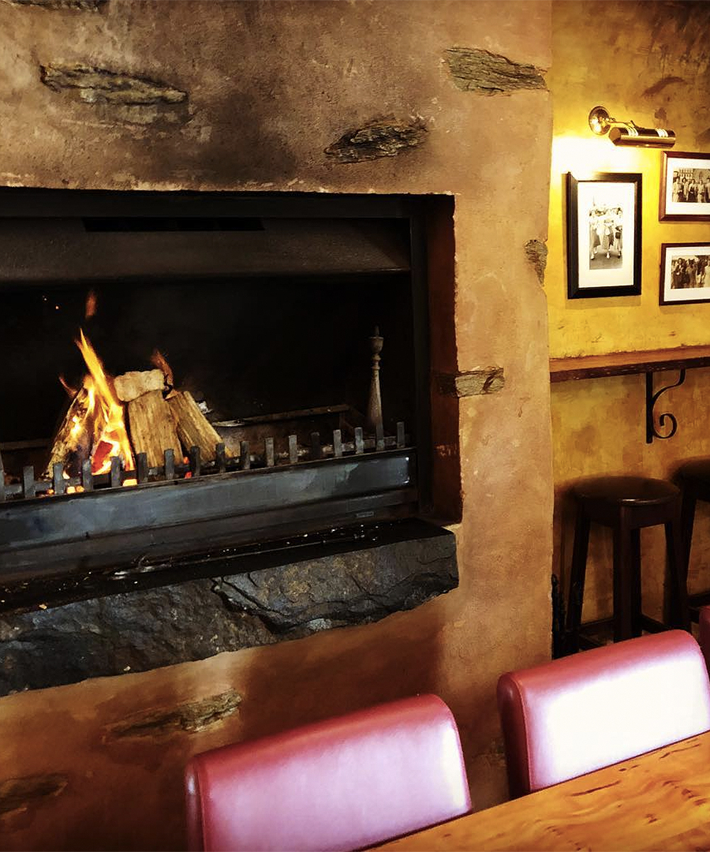 A roaring fire at Dida's Wine lounge