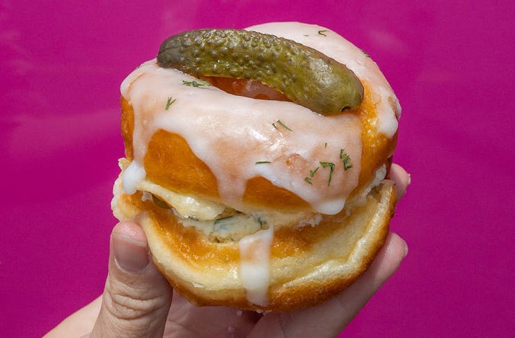The pickle donut from Doe Donuts.