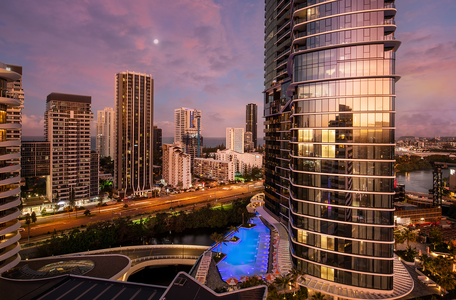 one of the Gold Coast's best hotels at sunset