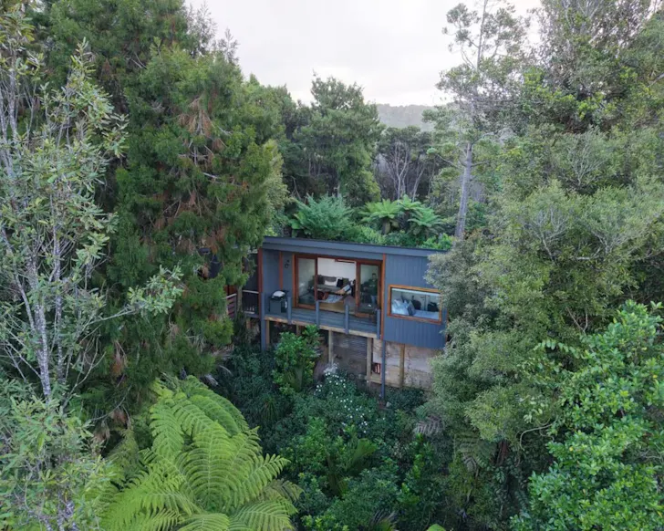 An exterior view of Dreamlands Cottage one of the best romantic Auckland Airbnbs