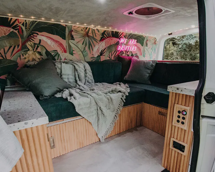 The interior of Drifters Frankie best campervan hire Queensland