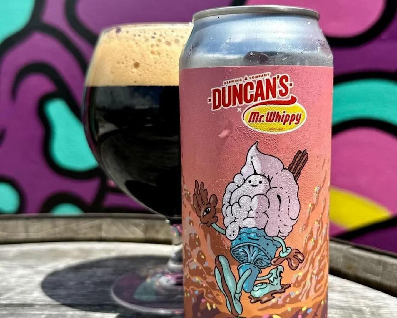 A pink can of Duncan’s Mr. Whippy craft beer from 16 Tun, one of the best bars in Wynyard Quarter. 