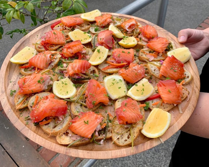 A gorgeous looking spread of salmon at Dux Dine. 
