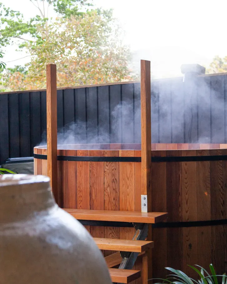 Steaming wooden bath