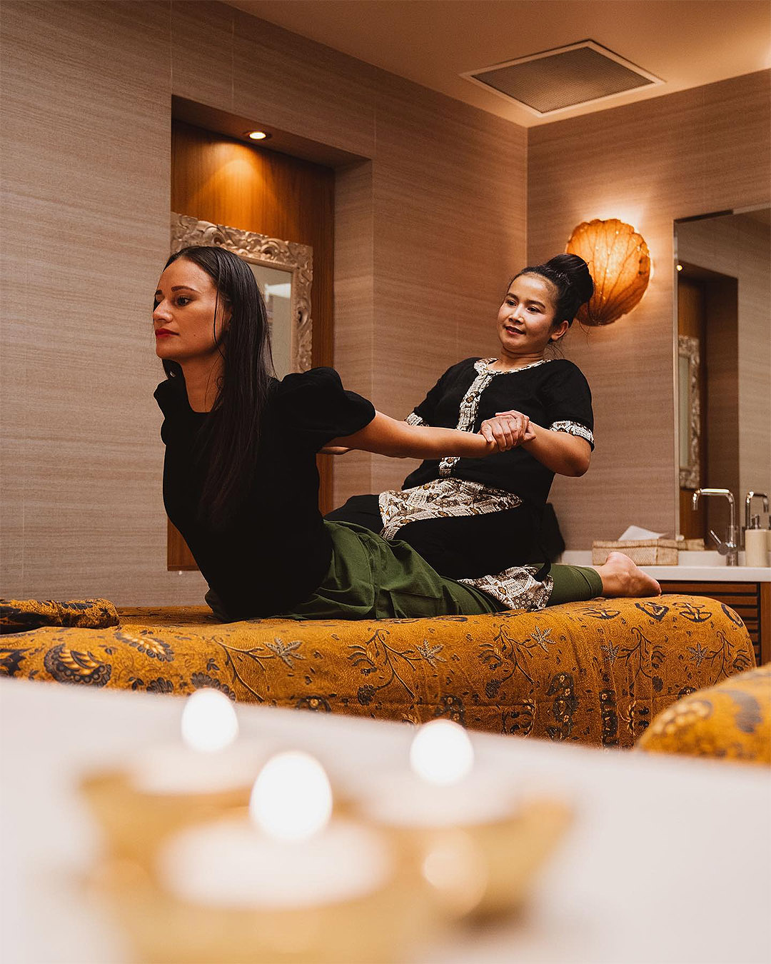 Someone receives a traditional Thai massage at East Day Spa.