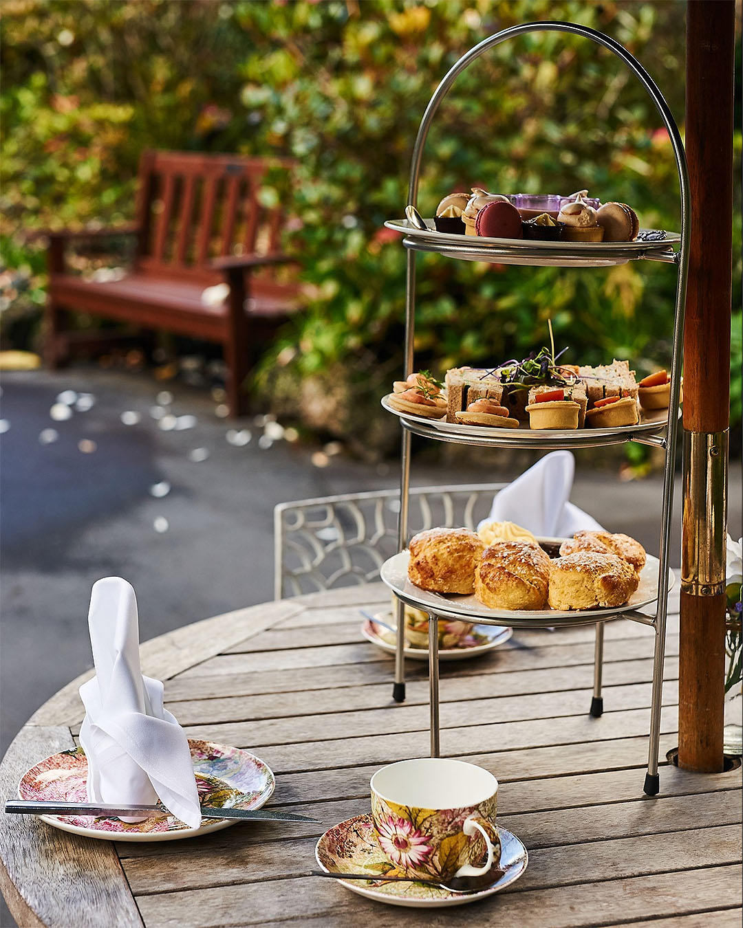 The delightful high tea at Eden Garden is set out in the garden. Definitely one of the best high teas in Auckland.