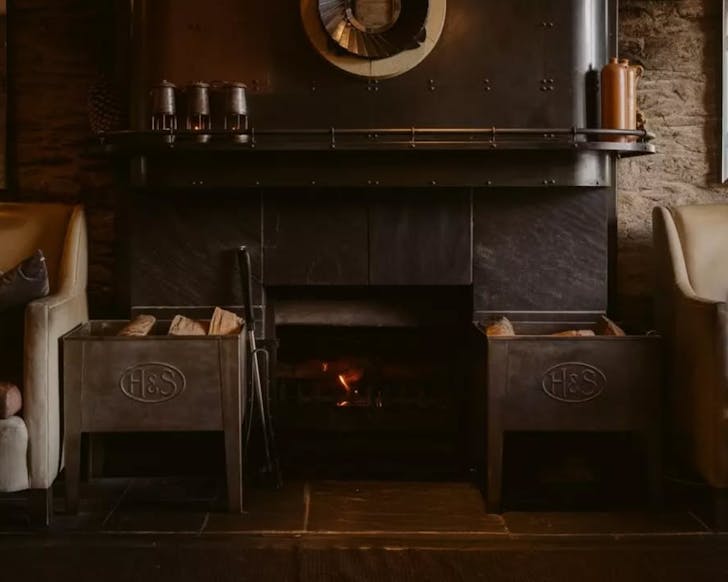 The fireplace at Eichardt's Bar. 