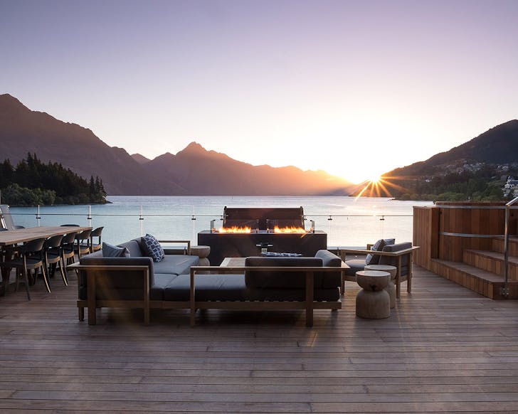 The lovely looking deck of the penthouse suite at Eichardt's private hotel.