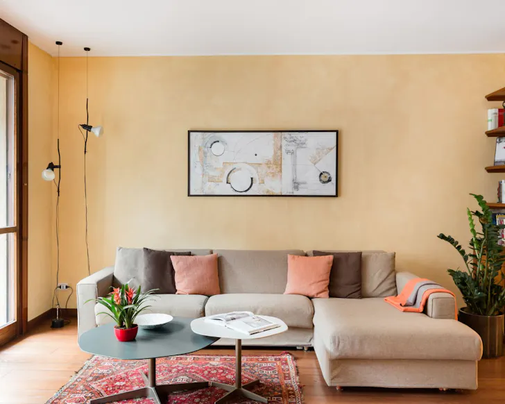 A view of the living space at Elegant and Roomy Central Apartment best Milan Airbnbs