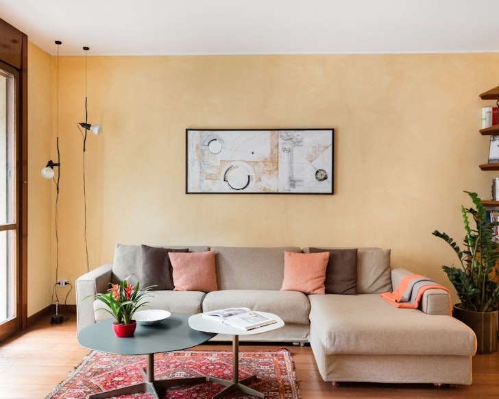 A view of the living space at Elegant and Roomy Central Apartment best Milan Airbnbs