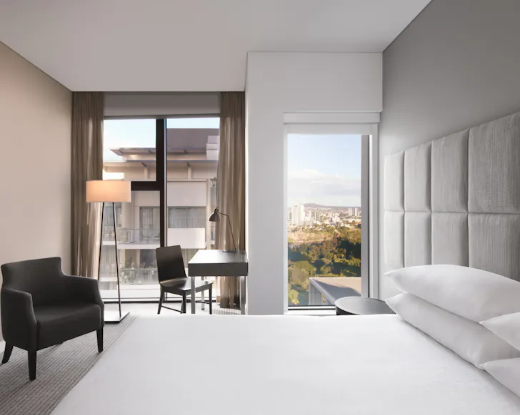 Hotel room with bed