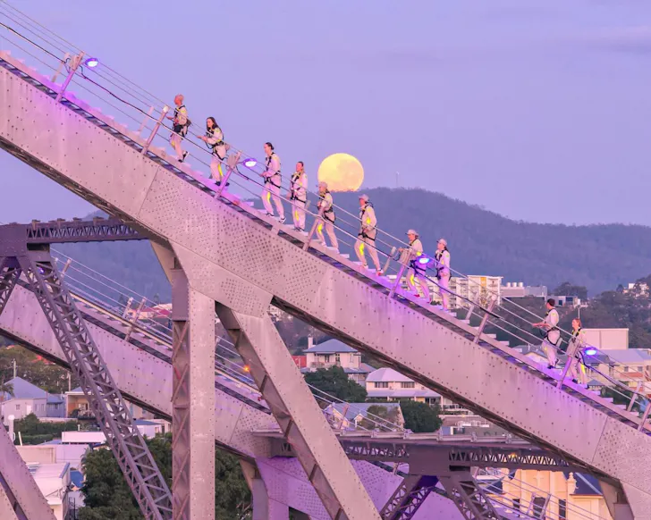 People climbing bridge