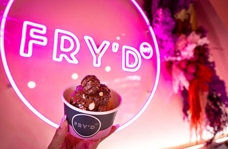 Fry'd sign with ice cream in front