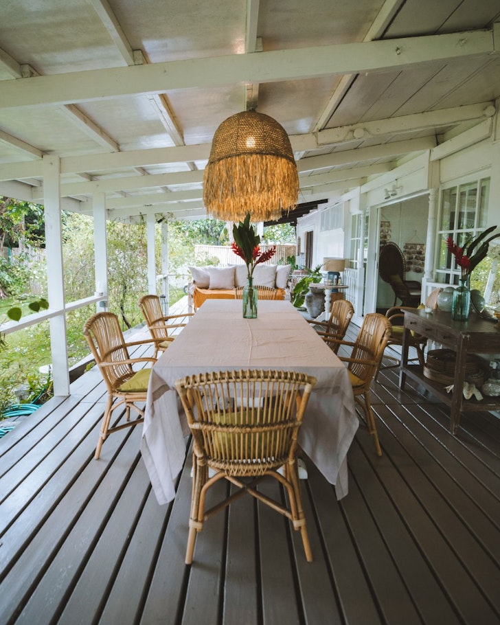 The outdoor deck at Fare Maivi best Tahiti Airbnbs