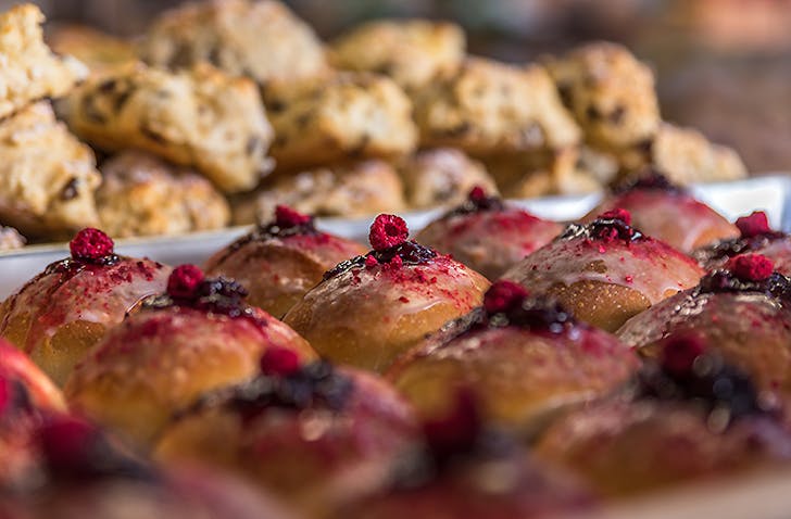 A view of some delicious buns at Catalina Bay Farmer's Market