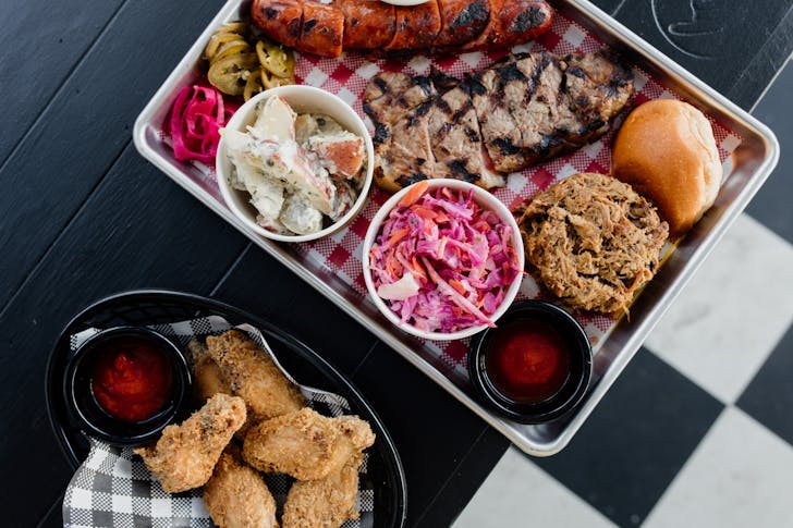 a tray of bbq