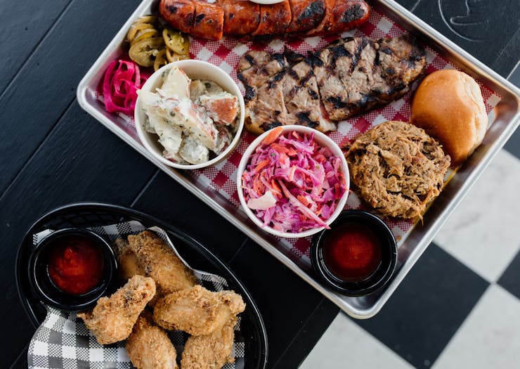 a tray of bbq