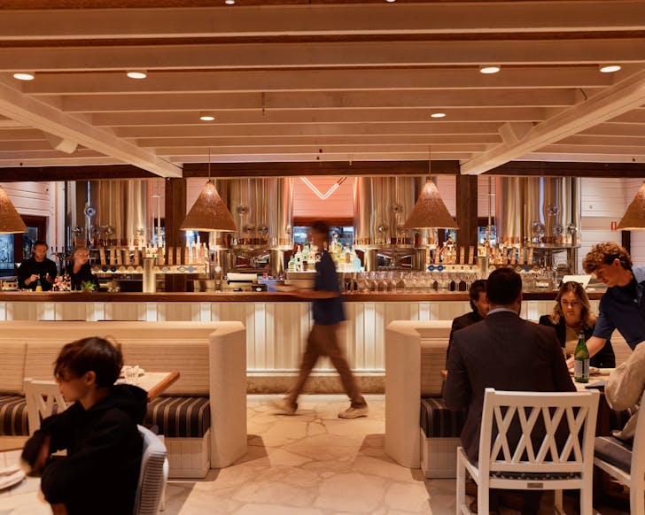 the interior of new manly restaurant felons seafood