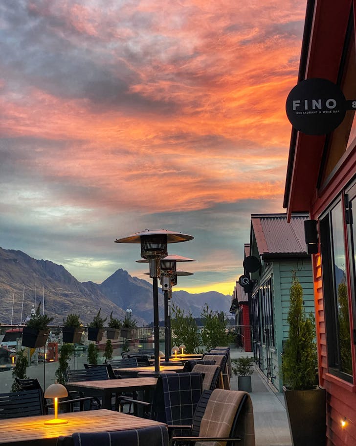 Beautiful sunset at fino wine bar queenstown