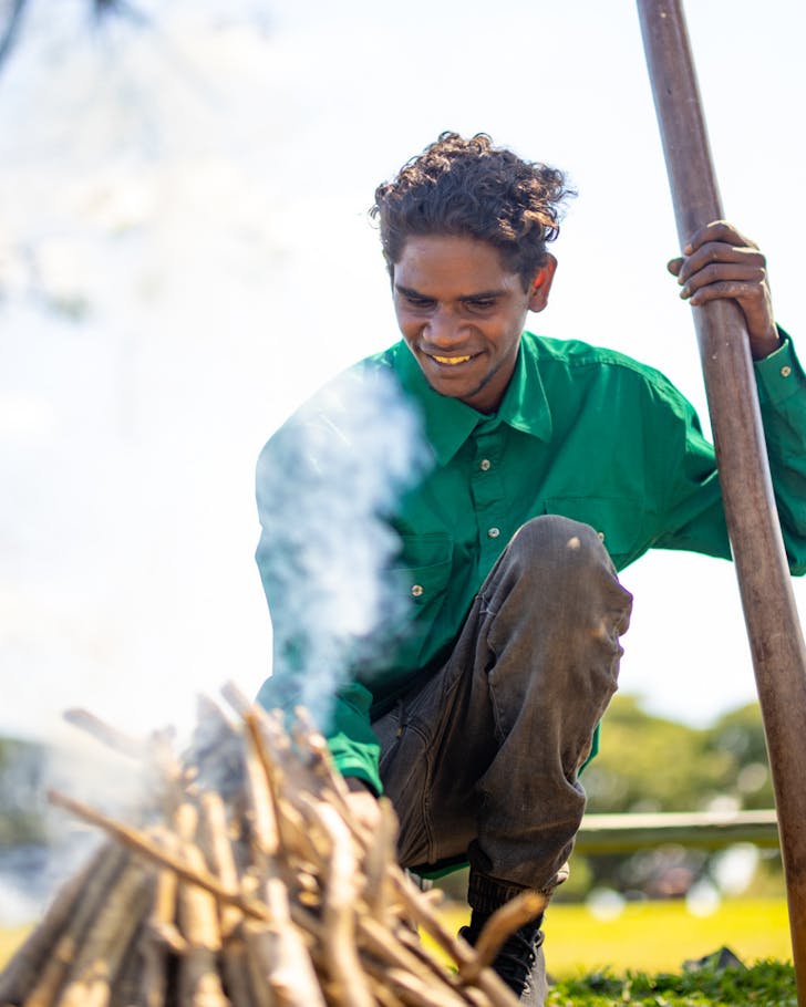 A smoking ceremony taking place on an Aboriginal Tour in Townsville.