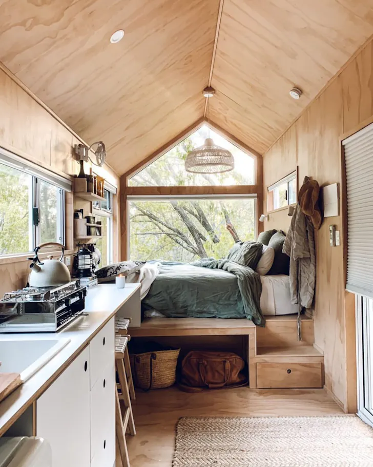 The bed area at Florence best tiny homes WA