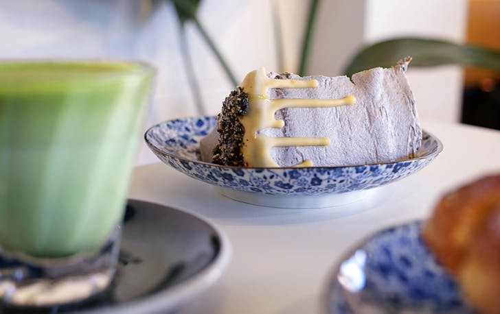 Sweets and matcha latte from Forklore