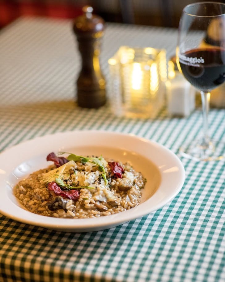 Creamy mushroom risotto at Formaggio's, one of the best Italian restaurants in Christchurch. 