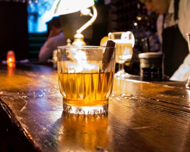 A cocktail on the bar at Foxtrot Inn