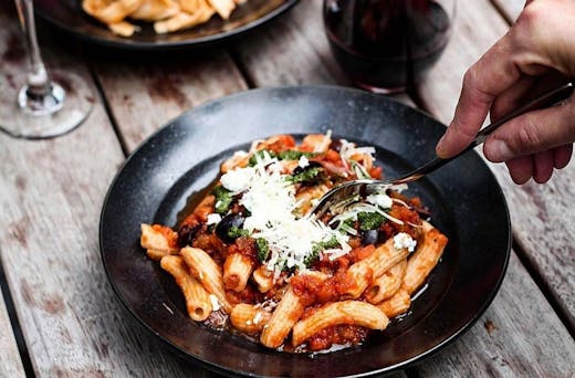 A bowl of pasta from Fratelli, Wellington. 