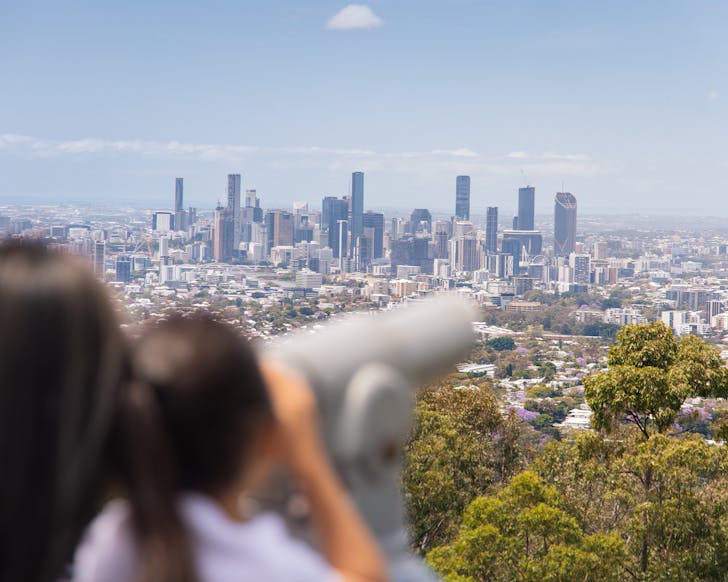 people enjoying the view at mt coot-tha in brisbane