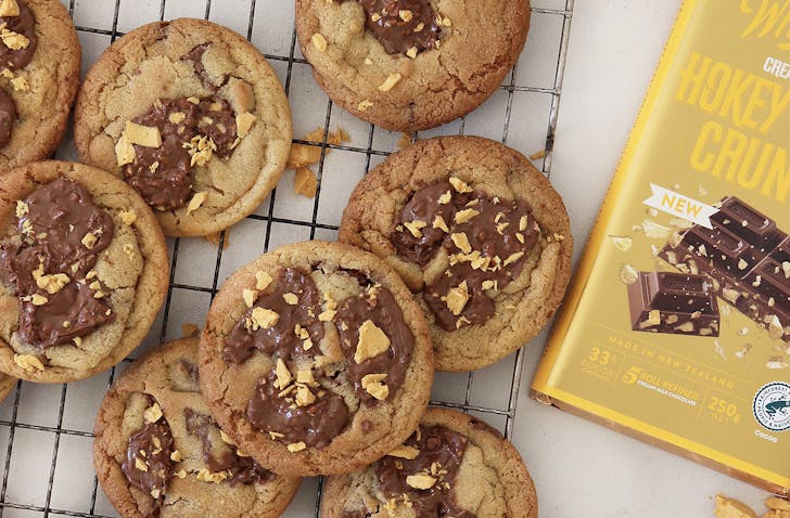Freshly baked whittaker's hokey pokey biscuits
