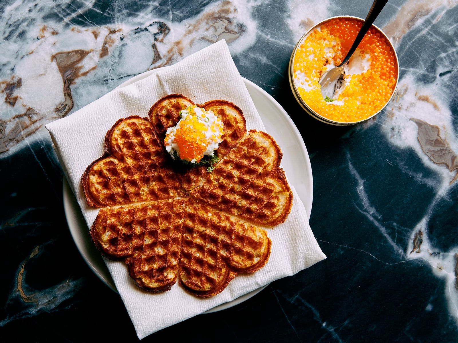 Trout roe waffle.