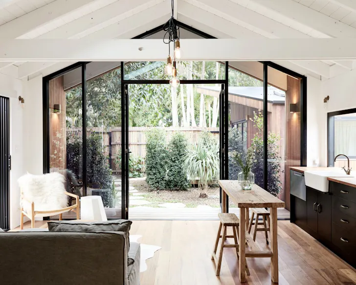 The indoor outdoor living at Friday Hut best winter cabins near Brisbane