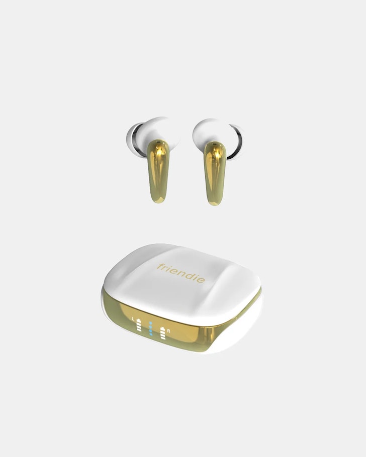 Friendie AIR Focus ANC Pearl White and Gold Noise Cancelling Earbuds