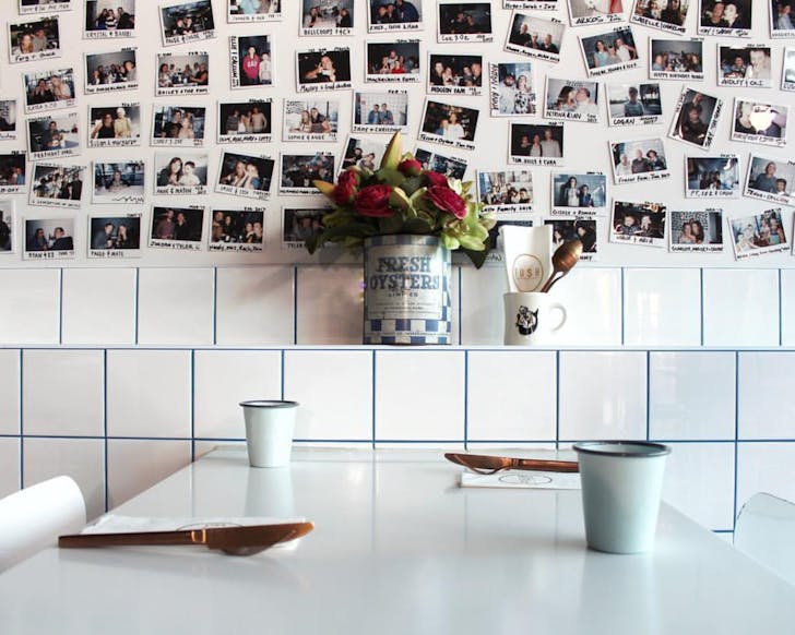 The cool, bach-like interiors at Fush. 