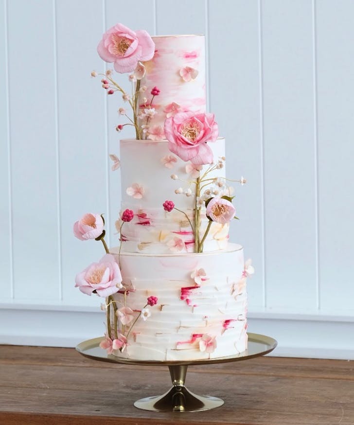 a floral decorate multi-tier cake