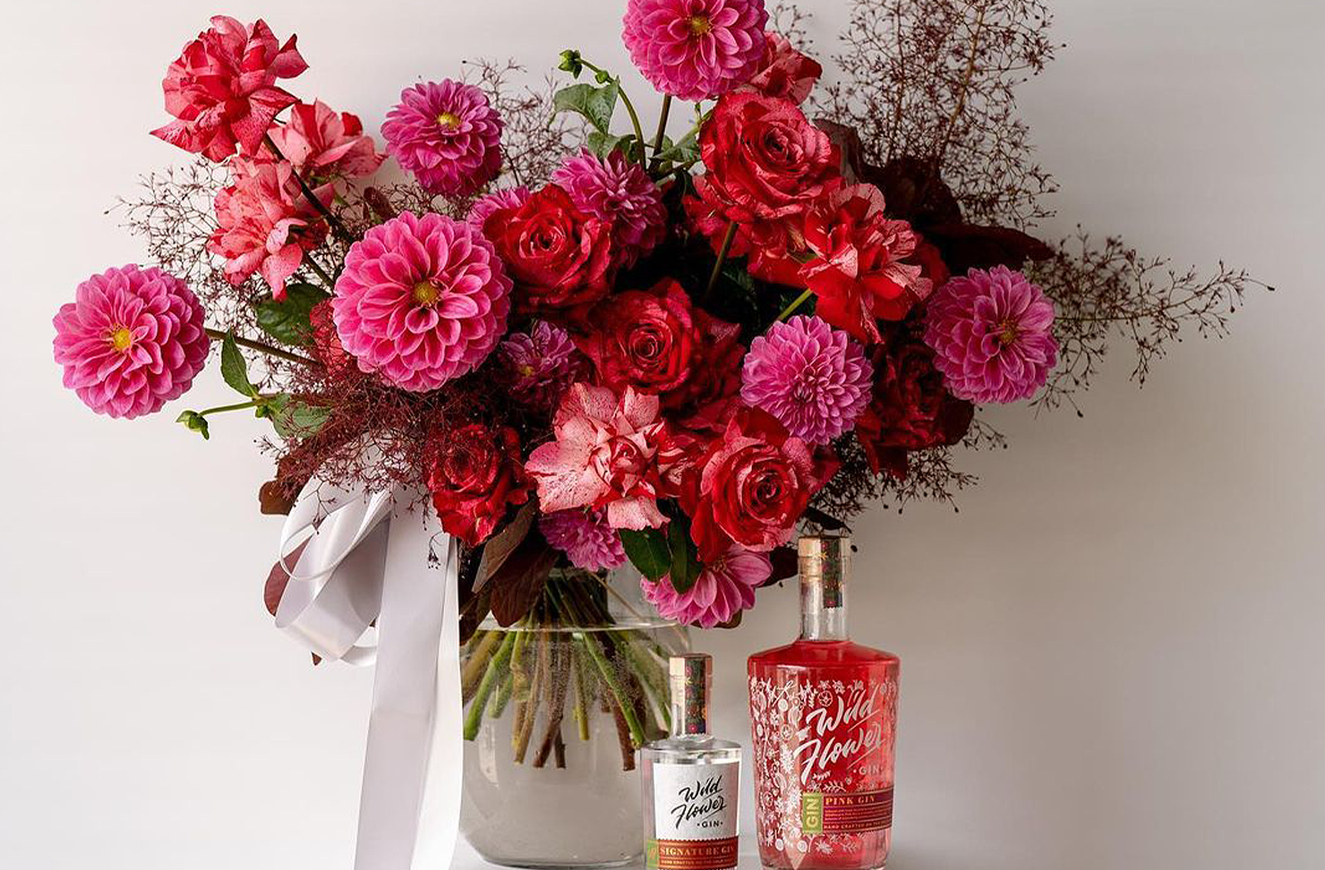 a pink flower arrangement