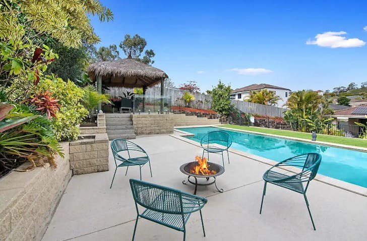 pool with firepit