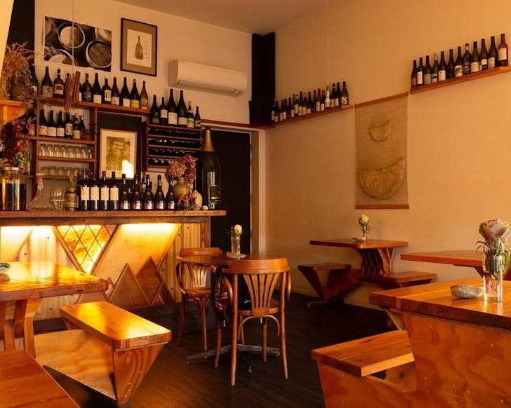 The intimate, charmingly decorated interior at Gatherings. 