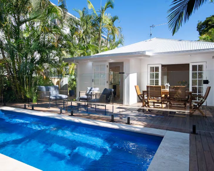A view of the pool at Genoa Beach House pet friendly Airbnb Gold Coast