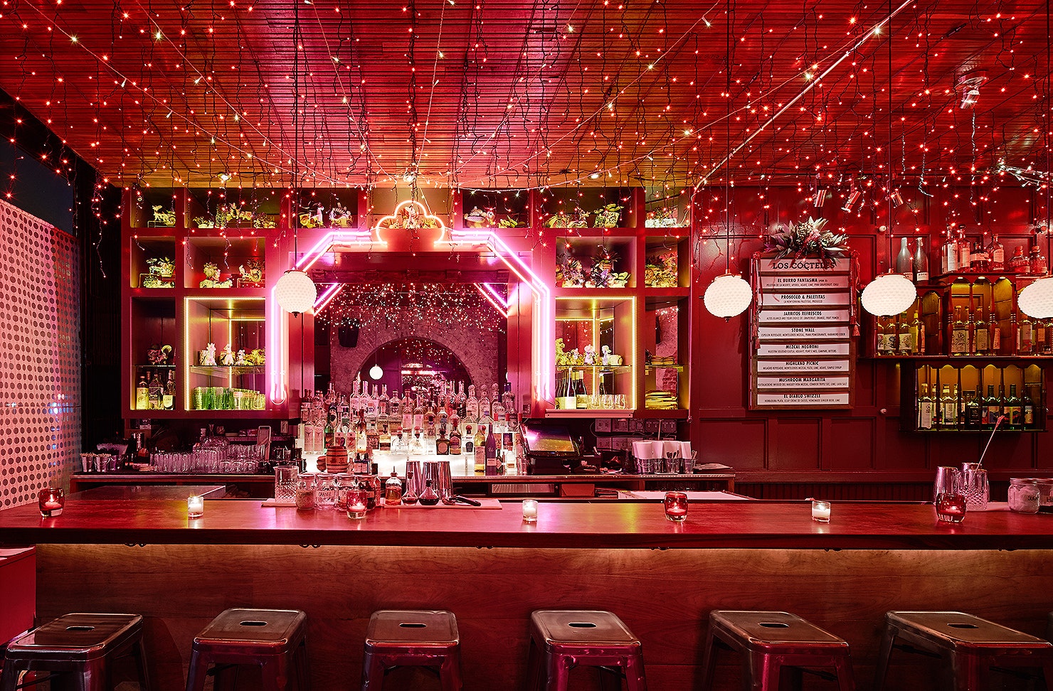 The glitzy interior at Ghost Donkey .